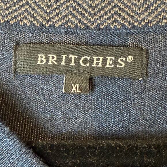 Britches Men’s XL Merino Wool Blend Sweater Vest Navy Blue V-Neck Lightweight - Picture 3 of 4